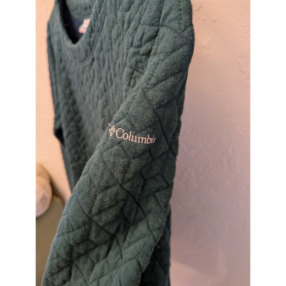 Columbia Quilted Crewneck Sweatshirt Dark Green Long Sleeve Women's Size S - Picture 3 of 4